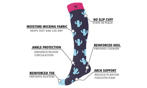 3 or 6-Pairs : Unisex Fun Pattern Knee High Compression Socks