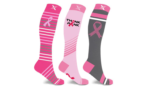 Breast Cancer Awareness Knee High Compression Socks (3-Pairs)