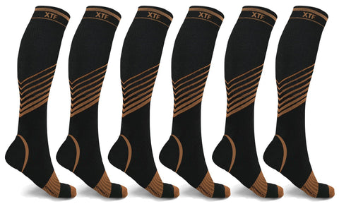 6-Pairs: XTF Ultra V-Striped Collection Compression Socks
