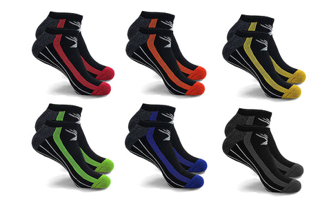 6-Pairs: Active-Performance Cushioned Ankle-Length Running Socks