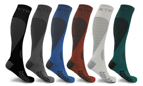 6-Pairs: XTF Everyday Athletic Collection Knee-High Graduated Compression Socks
