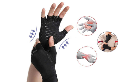 2-Pairs: Unisex Copper Infused Therapeutic Compression Gloves Set
