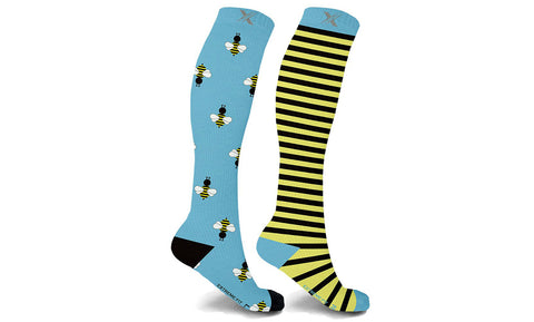 Mismatched Bee Knee High Compression Socks (1-Pair)