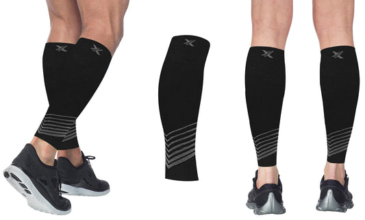 Ultra V-Striped  Design Calf Support Recovery Compression Sleeves (1-Pair)