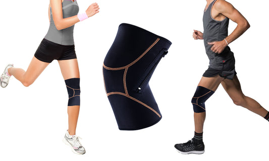Unisex Copper Compression Knee Sleeve with Zipper