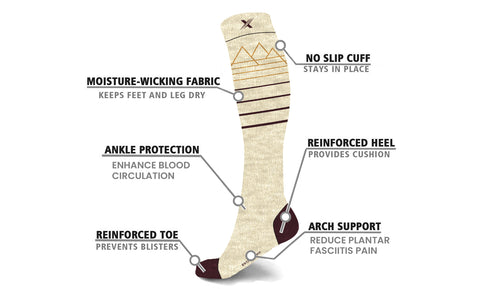 Premium Merino Wool Compression Boot Socks - Designed for Winter, Hiking, Camping, Snowboarding, Skiing