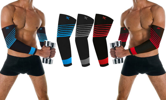 Ultra V-Striped Compression Elbow Sleeves (1-Pair)