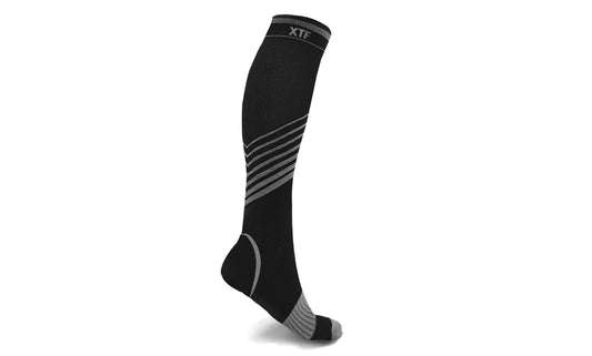 V-Striped Grey Knee-High Compression Socks(1-Pair)