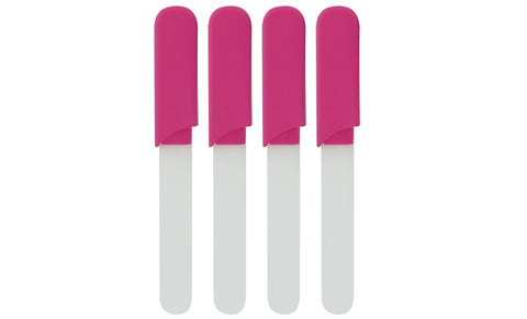 En Route Glass Nail File with Silicone Grip and Protective Travel Case (4-Pack)