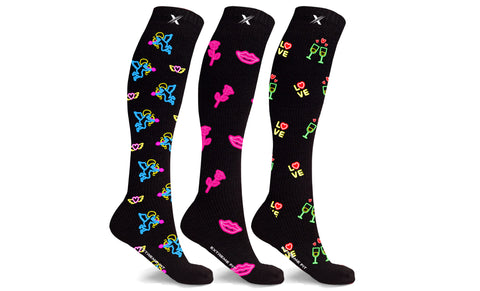 Neon Everyday Wear Knee High Compression Socks (3-Pairs)