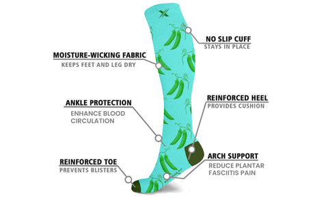 Nature and Fruity Prints Knee-High Compression Socks (6-Pairs)