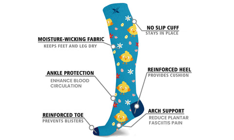Bunny and Chicks Easter Knee High Compression Socks (3-Pairs)