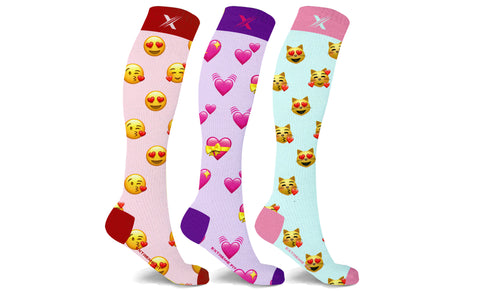 Emoji Fun and Expressive Compression Socks (3 Pairs)