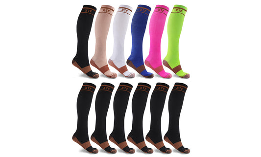 Copper Infused Pain Relief Knee-High Compression Socks (12-Pairs)