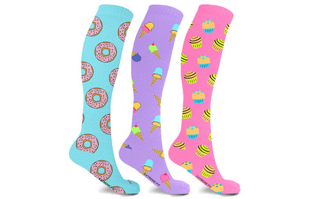 Novelty Knee-High Printed Compression Socks (3-Pairs or 6-Pairs)