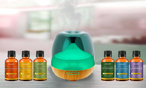 Premium Ultrasonic Aromatherapy Cool Mist Humidifier Diffuser With Essential Oil Gift Set (7-Piece)