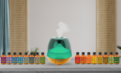 Premium Ultrasonic LED Color Changing Diffuser with 16-Piece Essential Oil Set