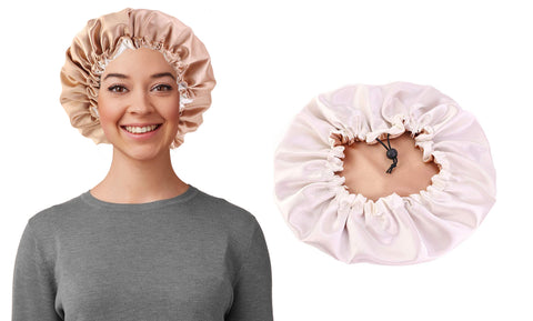 Women's Double Layer Reversible Silky Satin Headscarf Sleeping Bonnet Hair Wrap Cap Hat Headband