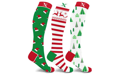 XTF Holiday Collection Knee-High Compression Socks (3-Pairs or 6-Pairs)
