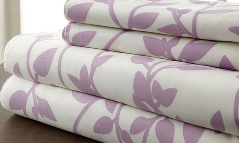 4-Piece Set: Super-Soft 1600 Series Printed Leaves Sheets