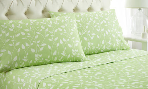 4-Piece Set: Super-Soft 1600 Series Printed Leaves Sheets