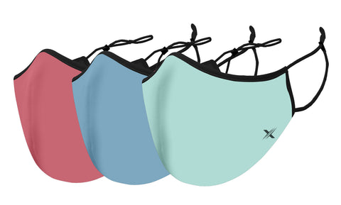 Pastel Colored Dual-Layer Reusable Face Mask With Adjustable Earloop (3-Pack)