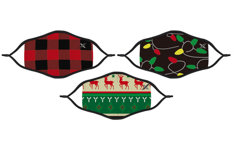 3-Pack: Christmas Themed Two-Layer Reusable Face Mask With Adjustable Ear Loops