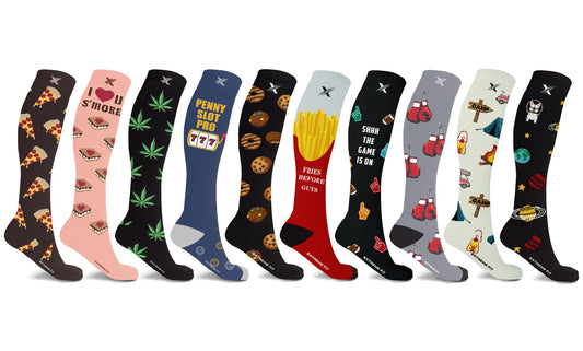 1-Pair: XTF Fun Novelty and Expressive Collection Knee-High Compression Socks