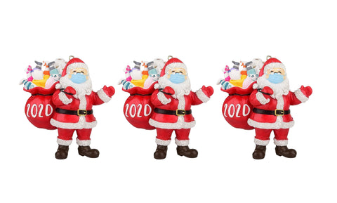 2020 Quarantine Survivor Santa Claus  Christmas Ornaments Wearing Mask and Carrying All Essentials