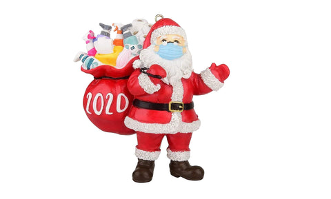 2020 Quarantine Survivor Santa Claus  Christmas Ornaments Wearing Mask and Carrying All Essentials