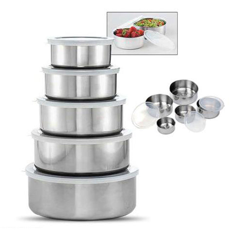 10 Piece Stainless Steel Bowl and Lids Ultimate Food Storage Set