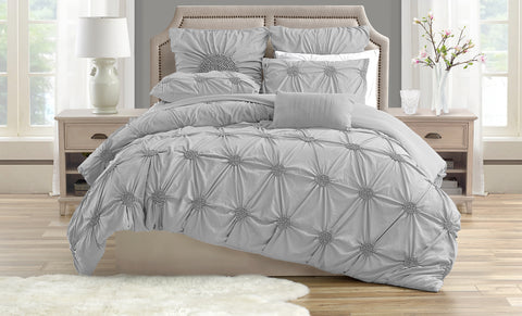 Ruched Pintuck Rosette Duvet Cover Set (2- or 3-Piece)