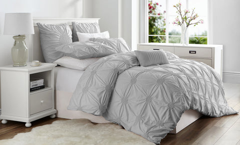 Ruched Pintuck Rosette Duvet Cover Set (2- or 3-Piece)