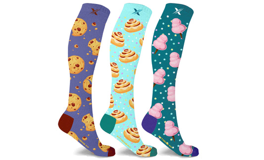 Fun and Expressive Knee High Compression Socks (3-Pairs)