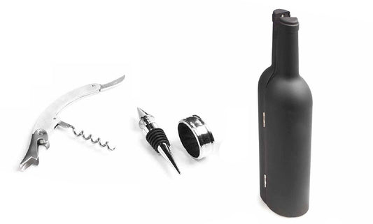 Wine Opener Set with Bottle-Shaped Case (5-Piece)