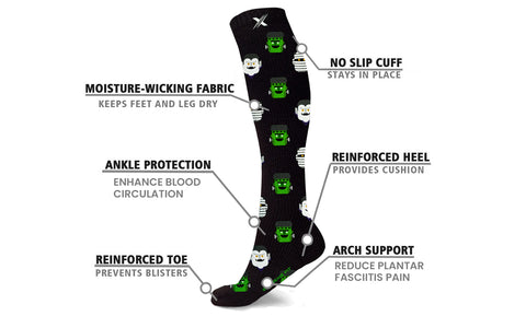 3-Pairs: Halloween Knee High Compression Socks