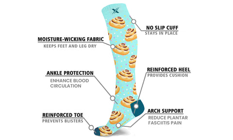 Snacks and Sweet Treats Expressive Knee-High Compression Socks (6-Pairs)