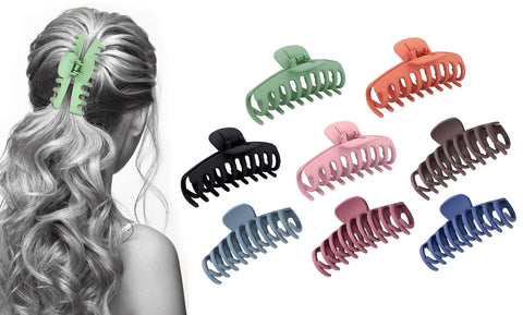8 Pack: Women's Acrylic Large Claw Matt Hair Clips For Hair Styling and Grip