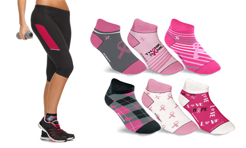 6-Pairs: Breast Cancer Awareness Ankle Compression Socks