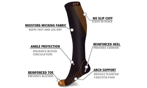 6-Pairs: EveryDay Wear Support and Recovery Copper Compression Knee High Socks