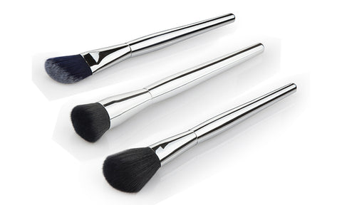 4-Piece Set: Silver Makeup Brushes