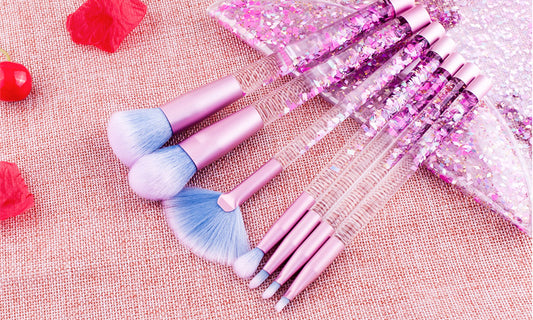7-Piece Set: Glitter Makeup Brushes with Storage Pouch
