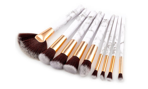 9-Piece Set: Professional Marble-Look Makeup Brushes