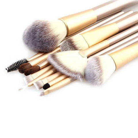 Professional Champagne Gold  Makeup Brush Set (12, 18 or 24-Piece)