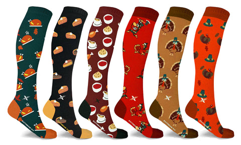 Thanksgiving Special Knee-High Compression Socks (6-Pairs)