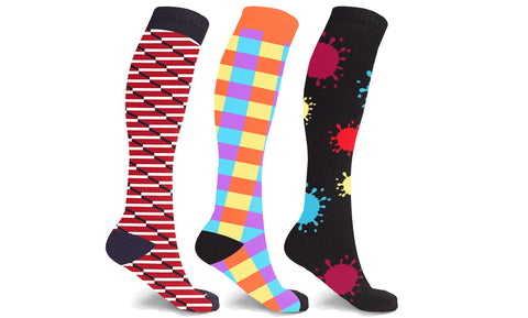 Fun and Novelty Knee-High Compression Socks (3 Pairs)