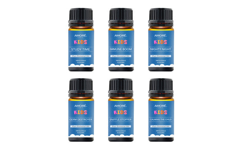 Natural Aromatherapy Kids Safe Essential Oils  Starter Set for Focus, Calming, Sleep and Immune Support for Kids