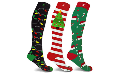 3-Pairs: Holiday Cheer Knee High Compression Socks