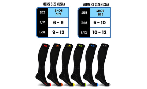 6-Pairs:  High Energy Graduated Compression Running Socks
