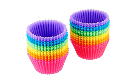 24-Pack: Multicolored Reusable Silicone Baking Cups Liner  for Cupcakes and Muffins